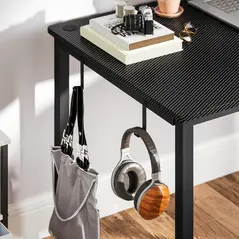 HOMCOM L-Shaped Computer Gaming Desk with Fabric Bag, Hooks and Cable Management, 145 x 81 x 76cm - Black - 7