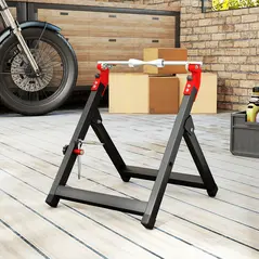 HOMCOM Foldable Motorcycle Wheel Balancer Truing Stand with Spoke Wrench, Steel Bike Tyre Rim Balancing Stand with Aluminium Shaft, Fits Wheels up to 23" in Diameter, 5" in Width, Black - 8