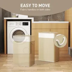 HOMCOM Bamboo Laundry Basket with Lid, 72L Laundry Hamper with Rope Handles, Washing Basket with Removable Washable Liner Bag for Bathroom, Bedroom, Nature Wood Finish - 5