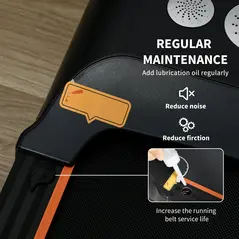 HOMCOM Foldable Walking Treadmill, with LED Display and Wheels, for Home, Office, Fitness Studio, Orange - 5