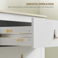 HOMCOM Bedroom Chest of Drawers, Modern 4 Drawer Dresser Cabinet with PU Leather Handles and Metal Runners for Living Room, Hallway, Entryway, 60 x 40 x 98 cm, White - 6