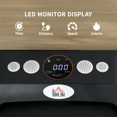 HOMCOM Foldable Walking Treadmill, with LED Display and Wheels, for Home, Office, Fitness Studio, Orange - 4