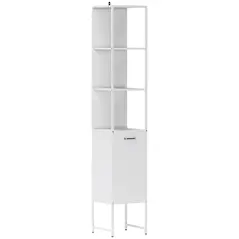 HOMCOM Tall Bathroom Cabinet with Open Shelves and Adjustable Shelf - White - 1