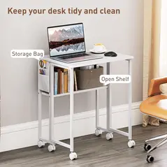HOMCOM 63 cm Drop Leaf Writing Work Desk - White - 4