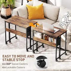 HOMCOM 80 cm Drop Leaf Writing Work Desk - Rustic Brown - 5