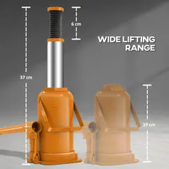 HOMCOM 12 Tonne Hydraulic Bottle Jack with 19-37 cm Lifting Range, Heavy Duty Portable Compact Car Jack Lift with Saddle and 3 Section Handle for Pickup, Truck, Auto Repair Maintenance, Orange - 4