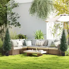 HOMCOM Set of Two Artificial Cypress Trees - Green - 6