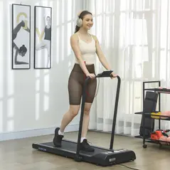 HOMCOM Foldable Walking Treadmill, with LED Display and Wheels, for Home, Office, Gym, Blue - 7