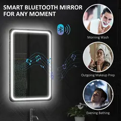 HOMCOM 70 x 50 cm Bluetooth Bathroom Mirror - Silver-Tone - 4