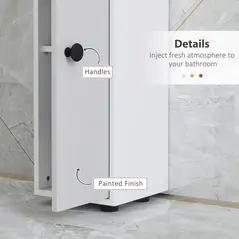 kleankin 180cm Slim Bathroom Cabinet, with Drawer, Shelves and Cupboards - Light Grey - 5