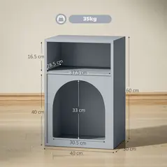 HOMCOM Bedside Table with 2 Open Compartments - Grey - 2