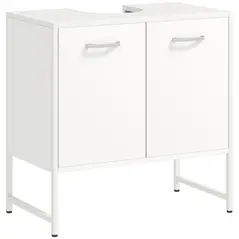 HOMCOM Bathroom Vanity Unit, Under Sink Storage Cabinet with Soft-Close Doors for Basin without or with Pedestal, White - 1