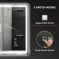 HOMCOM 50 x 70 cm Anti-Fog LED Bathroom Mirror, with Bluetooth - Silver Tone - 8