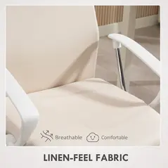 HOMCOM Fabric High Back Office Chair - Cream White - 6