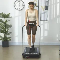 HOMCOM Foldable Walking Treadmill, with LED Display and Wheels, for Home, Office, Gym, Blue - 8