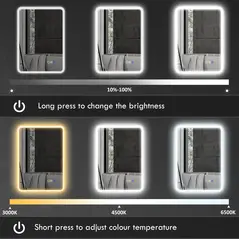 HOMCOM 70 x 50cm LED Bathroom Mirror, with Bluetooth - Silver Tone - 5