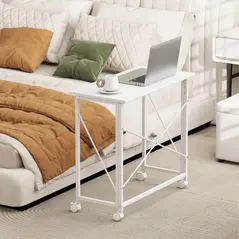 HOMCOM 80 cm Folding Desk on Wheels - White - 7