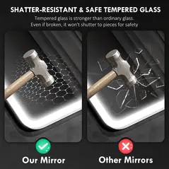 HOMCOM 70 x 50cm LED Bathroom Mirror, with Bluetooth - Silver Tone - 7