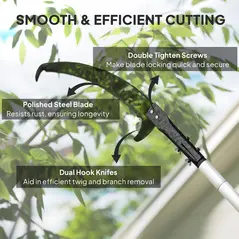 Outsunny Manual Pole Saw, 1.8-2.9 m Extendable Tree Pruner, Tree Lopper Long Reach Telescopic with Extendable Handle & 40 cm Saw for Tree Trimming - 4