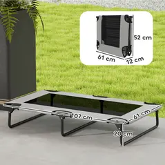 PawHut Portable Raised Dog Bed, Elevated Pet Cot with Breathable Mesh for Indoor Outdoor, for Large Dogs, Light Grey - 2