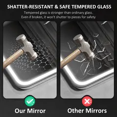 HOMCOM 70 x 50 cm Bluetooth Bathroom Mirror - Silver-Tone - 7