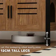 PawHut Cat Litter Box Enclosure with Tall Legs, Scratching Board, Double Doors, Ventilation Holes, 80 x 45 x 50 cm, Dark Brown - 6