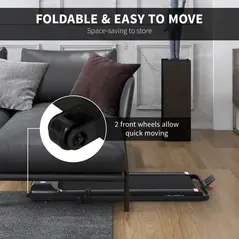 HOMCOM Foldable Walking Treadmill, with LED Display and Wheels, for Home, Office, Gym, Blue - 3