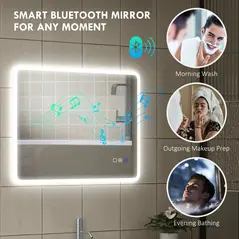 HOMCOM 80 x 60cm LED Bathroom Mirror, with Bluetooth - Silver Tone - 4