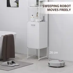 HOMCOM Tall Bathroom Cabinet with Open Shelves and Adjustable Shelf - White - 6