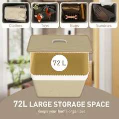 HOMCOM Bamboo Laundry Basket with Lid, 72L Laundry Hamper with Rope Handles, Washing Basket with Removable Washable Liner Bag for Bathroom, Bedroom, Nature Wood Finish - 3