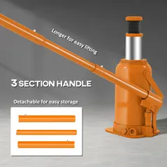 HOMCOM 12 Tonne Hydraulic Bottle Jack with 19-37 cm Lifting Range, Heavy Duty Portable Compact Car Jack Lift with Saddle and 3 Section Handle for Pickup, Truck, Auto Repair Maintenance, Orange - 5
