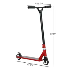 HOMCOM Stunt Scooter, 360° Entry Level Tricks Scooter w/ Lightweight Aluminium Deck and ABEC 7 Bearing, For Age 14+ Beginners, Red - 2