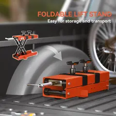 HOMCOM 500 kg Motorcycle Scissor Lift Jack, Heavy Duty Steel Adjustable Motorbike Lifting Hoist Stand with Safety Pin, Foldable Lifter for Dirt Bike Repair Maintenance, 45x15 cm Large Platform, Orange - 7