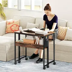 HOMCOM 80 cm Drop Leaf Writing Work Desk - Rustic Brown - 1