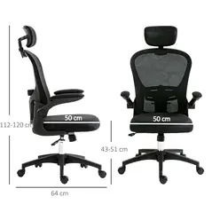 Vinsetto Multi-Adjustable Office Chair, with Lumbar Support, Headrest and Mesh Back - Black - 2