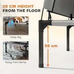 PawHut Portable Elevated Dog Bed with Removable Canopy, Cooling Raised Pet Cot for Medium Large Dogs, 92 x 75 x 89 cm - 4