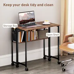 HOMCOM 80 cm Drop Leaf Writing Work Desk - Rustic Brown - 4