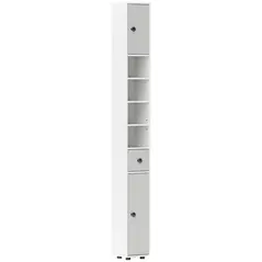 kleankin 180cm Slim Bathroom Cabinet, with Drawer, Shelves and Cupboards - Light Grey - 1