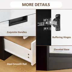 HOMCOM 2 Door Wardrobe, Modern Wardrobe with 3 Drawers and Hanging Rod for Bedroom, High Gloss White - 4