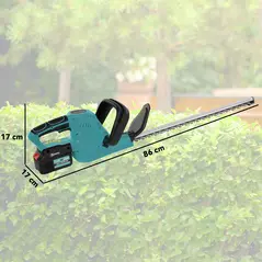 Outsunny 20" Cordless Hedge Trimmer, 18V Electric Hedge Cutter with 51cm Dual Action Blade, 2 x 4000mAh Batteries and Brushless Motor for Garden Branches, Shrubs, Twigs, Blue - 2