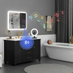 HOMCOM 80 x 60cm LED Bathroom Mirror, with Bluetooth - Silver Tone - 1
