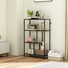 HOMCOM 4-Tier Bookshelf with Open Shelves - Rustic Brown - 6