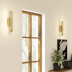 HOMCOM Led Wall Lamp 2 Pack, 9W Modern Indoor Geometric Mesh Wall Light, Colour Temperature Adjustable 3000K/4000K/6500K for Bedroom, Living Room, Hallway, Stairs, Gold Tone - 6