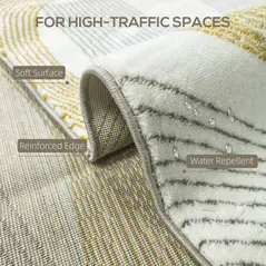 HOMCOM Modern Area Rug, Machine Washable Rug, Allergy-Friendly Floor Carpet for Living Room, Bedroom, Dining Room, Home Office, 170 x 120 cm, Cream White - 4