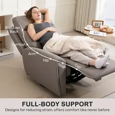 HOMCOM Recliner Armchair, Manual Reclining Chair with Adjustable Leg Rest and Reclining Functions, Modern Microfibre Overstuffed Lounge Seating for Living Room, Bedroom, Grey - 5