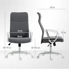 HOMCOM Fabric High Back Office Chair - Grey - 2