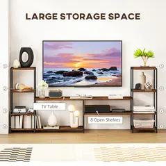 HOMCOM TV Unit for TVs up to 60 Inches, Industrial TV Stand with Storage Shelves, Entertainment Centre for Living Room, Bedroom - 3