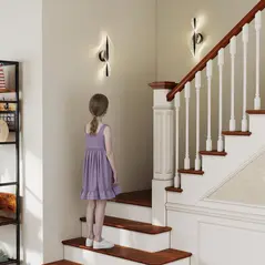 HOMCOM Led Wall Lamp 2 Pack, 13W Modern Indoor Spiral Wall Light, Colour Temperature Adjustable 3000K/4000K/6500K, for Bedroom, Living Room, Hallway, Stairs, Black - 8