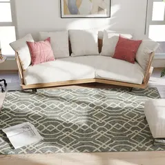 HOMCOM UV Resistant Indoor & Outdoor Area Rug, Easy-Cleaning Machine Washable Rug with Geometric Pattern for Patio, Garden, Kitchen, Bathroom or Living Room, 230 x 160 cm, Grey - 8