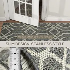 HOMCOM UV Resistant Indoor & Outdoor Area Rug, Easy-Cleaning Machine Washable Rug with Geometric Pattern for Patio, Garden, Kitchen, Bathroom or Living Room, 230 x 160 cm, Grey - 6